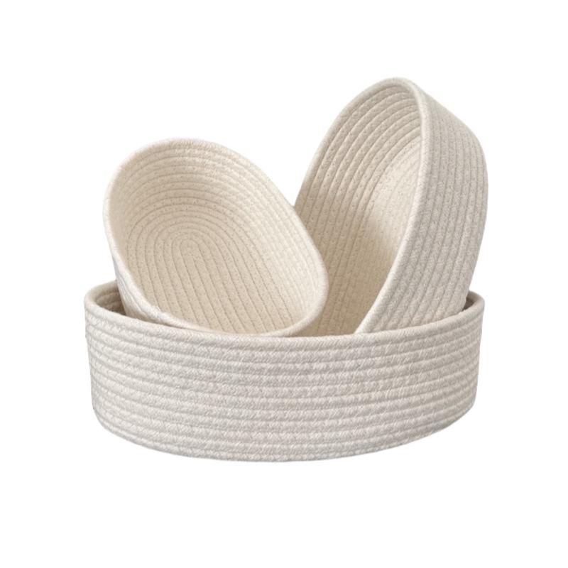Handwoven Cotton Rope Boat-Shaped Storage Basket for Cosmetics, Snacks, and Sundries