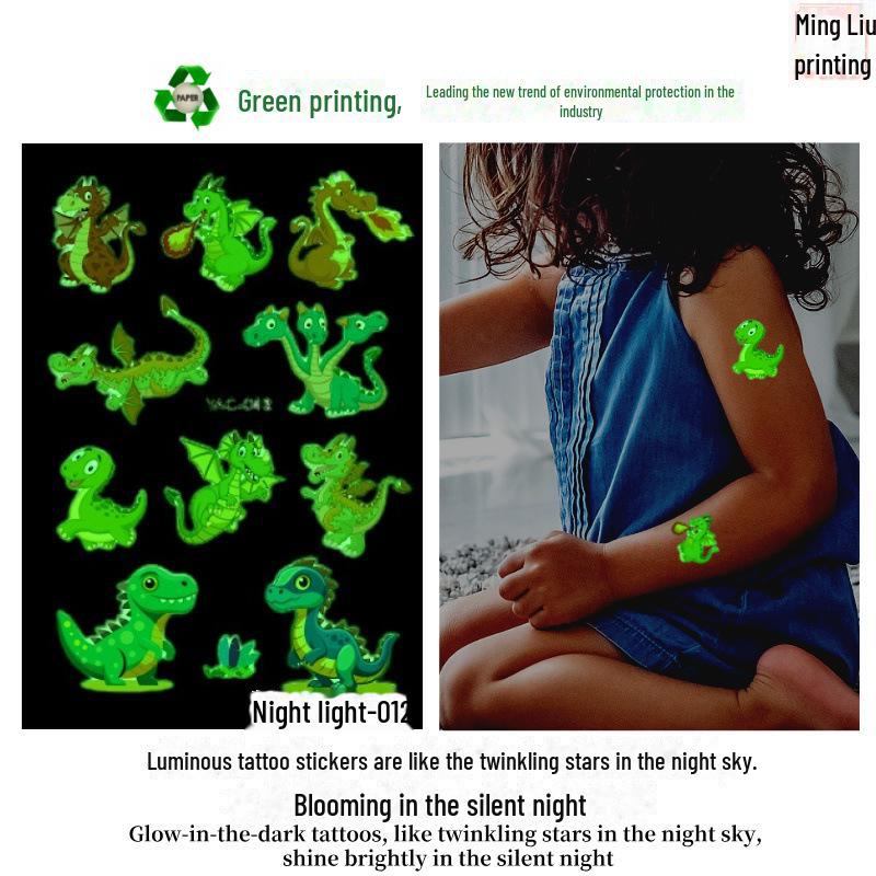 Children's Halloween Pumpkin Glow-in-the-Dark Cartoon Temporary Tattoo Stickers