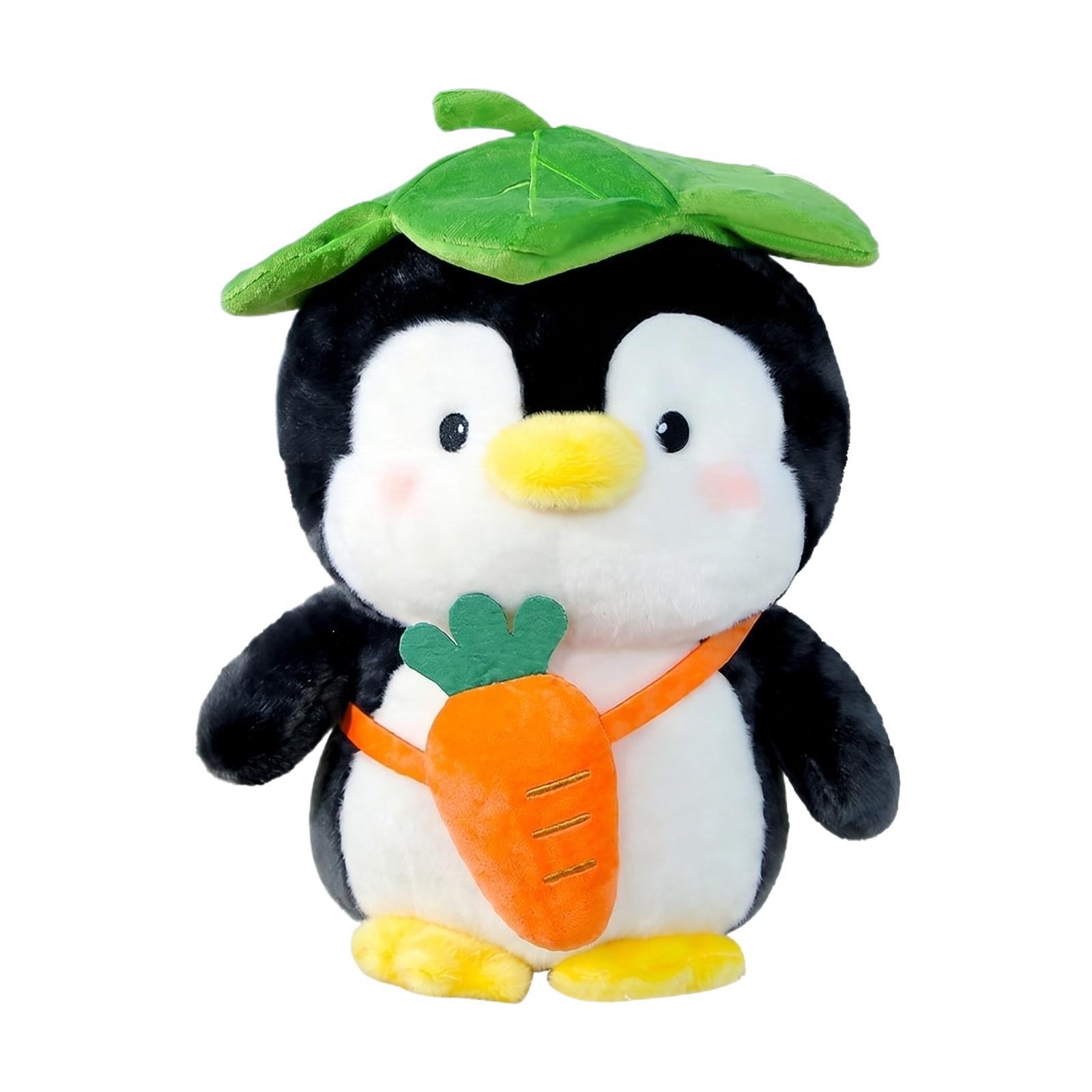 

Plush Penguin Stuffed Animal Soft Toy with Leaf Hat and Carrot Accessory 30cm Size Cute Design for Kids and Collectors One Size