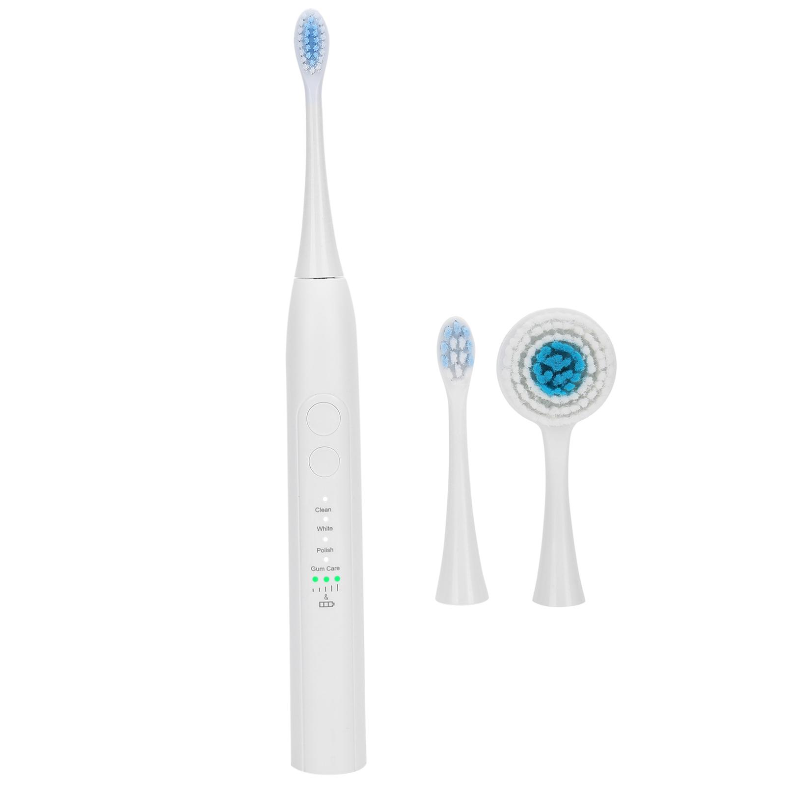 

Перезаряжаемая электрическая зубная щетка для чистки зубов, 4 режима, с насадкой для чистки лица, белая