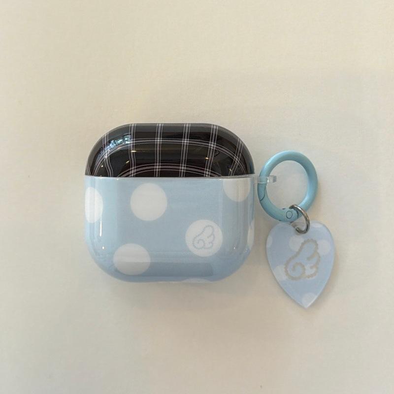 Ins Pink and Blue White Polka Dot Wings Are Suitable for Apple AirPods 1st Generation Protective Case Pro1 Bluetooth Headset Case Pro1.