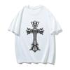 2025 New Summer Men's Offset Printing Flower Easter Horror Cross Men's Casual Loose Short Sleeved T-shirt
