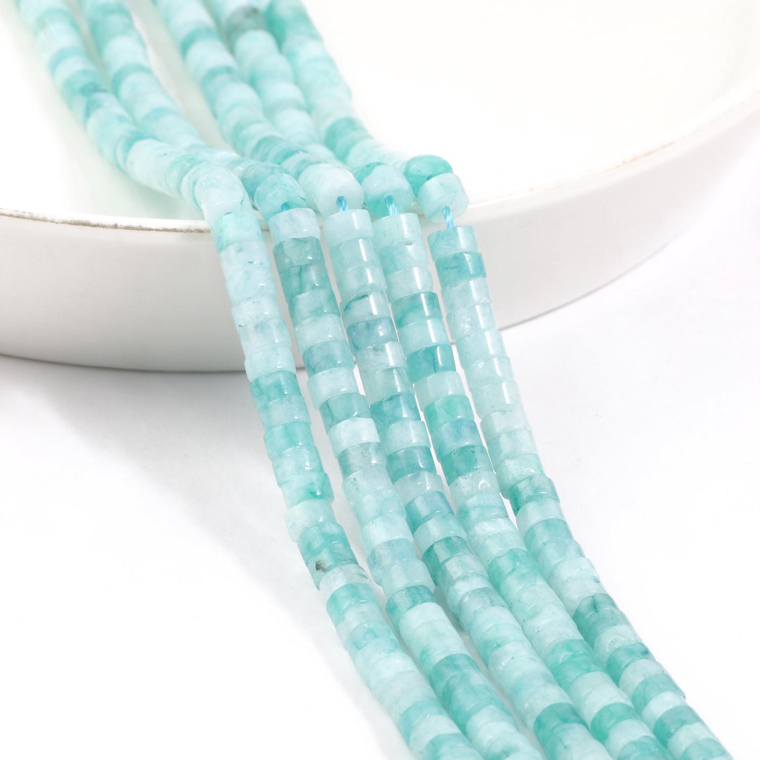 

Бусина Rondelle из натурального камня 4x2 мм, бирюзовая кварцевая яшма, плоские круглые бусины в форме диска для изготовления ювелирных изделий, аксессуары для браслетов «сделай сам», 15 дюймов blue jade