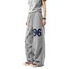 American Star Striped Casual Pants Men's and Women's New Loose Wide Leg Drape Floor Mopping Grey Sports Pants