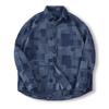 Giacca Camicia Piumino Denim Boro Patchwork Jacquard Manica Lunga Bottoni Retro Taglia Larga Capospalla Primavera