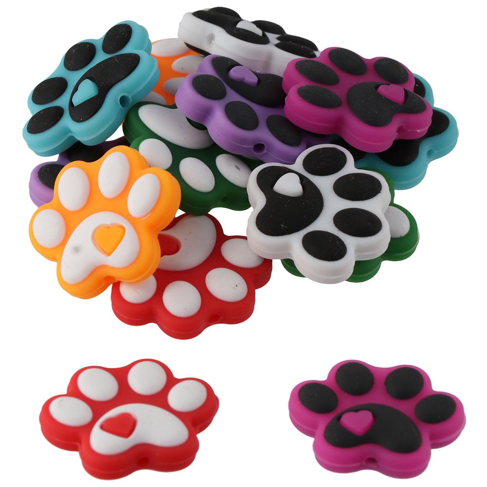 

14 шт. 0,98*1,18 дюйма, плоские бусины в мультяшной форме, силиконовые бусины со следами животных, шариковые ручки «сделай сам»