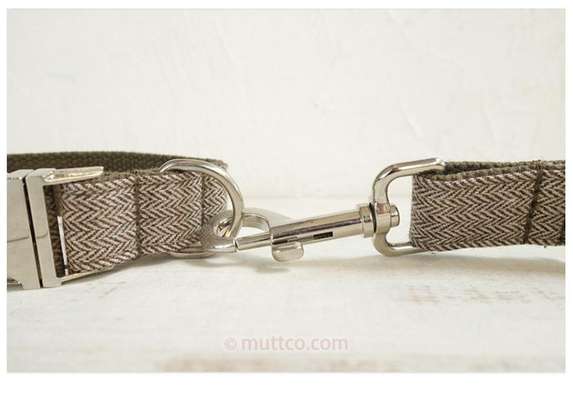 MUTTCO Light Brown Dog Collar & Leash Set with Bow Tie, UDC-119.