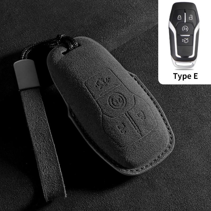 Genuine Leather Auto Key Fob Cover Fit For Ford Fusion Mustang Explorer F150 F250 F350 Ecosport Edge S-Max Ranger Lincoln Mondeo Key Ring Accessoy