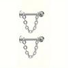 5pc Surgical Steel Chain Ball Lip Ring Set Nose Ring Cartilage Earrings Tongue Bar Lot Eyebrow Labret Body Piercing Set Jewelry