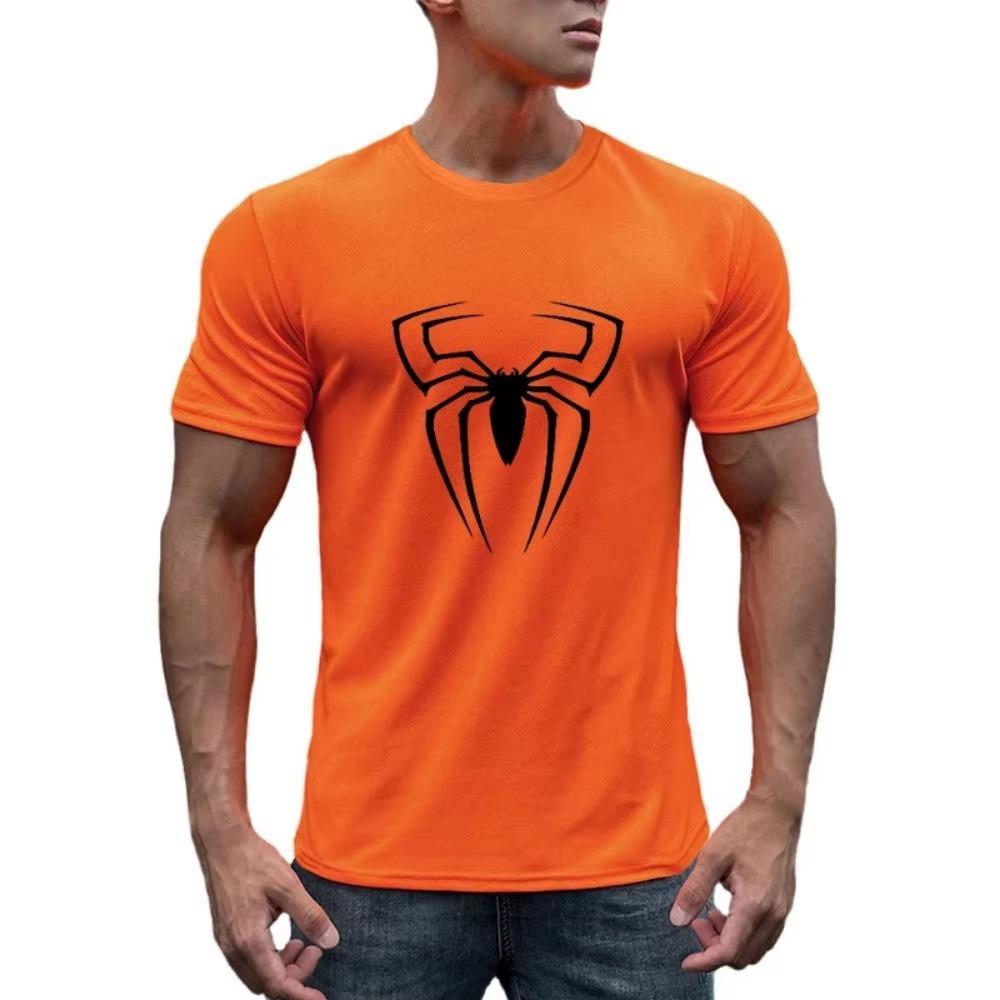 Summer Men'S Breathable Mesh Quick-Drying Loose Short-Sleeved T-Shirt Fashion Printed Casual Jogging Gym Bodybuilding Sports Top