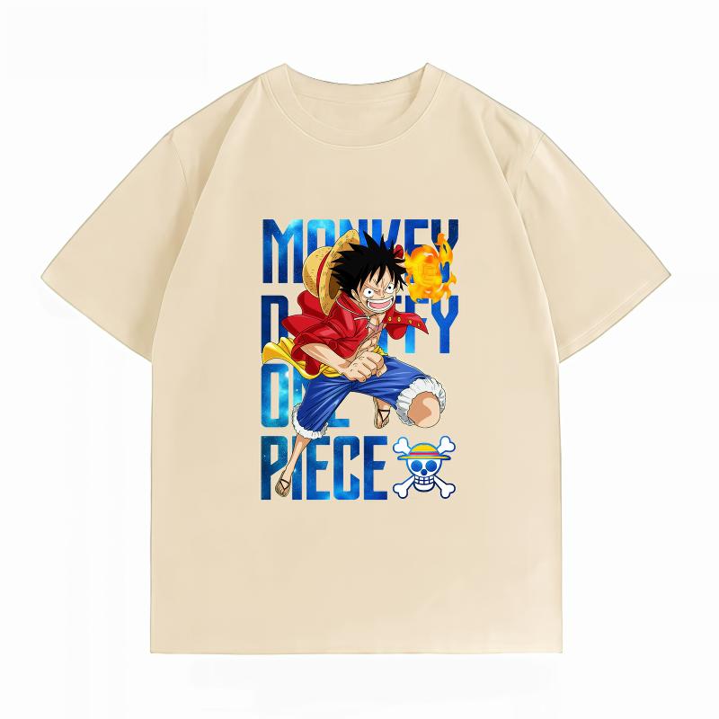 

Bandai One Piece Cotton Unisexs TShirt Monkey D Luffy Print Casual Oversized Crew Neck Short Sleeve Summer Anime Graphic Tee S