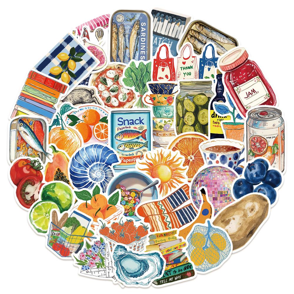 50PCS Mediterranean Tomato Art Aesthetic Stickers Laptop Graffiti Room Skateboard Waterproof Scrapbooking Phone Sticker Decals