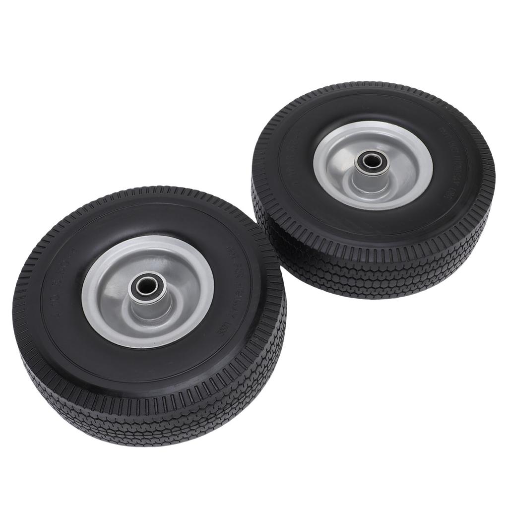 2PCS 10 Inch Solid Rubber Tire 4.10 3.50 4 In Anti Explosion Tire Solid Replacement Tires with 5 8 Inch Bearings 2.2in