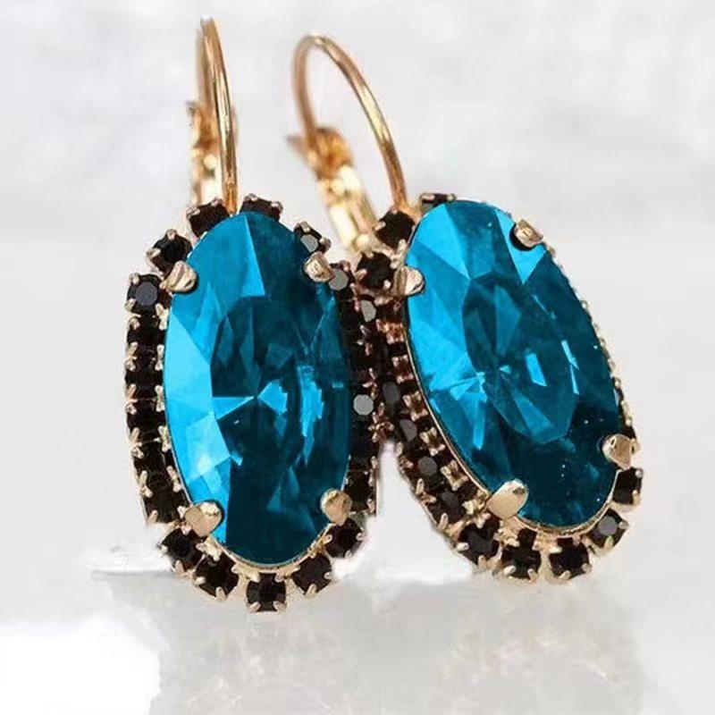 2022 Brand New Emerald Round Cut Zircon Earrings for Women Luxury Red Blue Dove Egg  Accessories Earrings Wedding