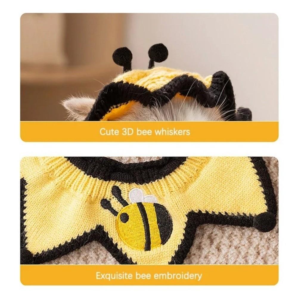 Pet Outfit Elastic Pet Knitted Hat Bee Shaped Comfortable Dog Scarfs Warm Dog Drool Towel Pet Accessories