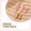 Press on Nails Almond Fake Nails French Tip False Nails with Design Glossy Full Cover Acrylic Glue on Nails Artificial Stick on Nails for Women 24Pcs