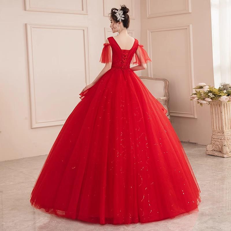 Filato colorato 1011 nuovo abito con temperamento da sposa super fatato da sogno abito da esibizione solista rosso semplice piccolo Mori