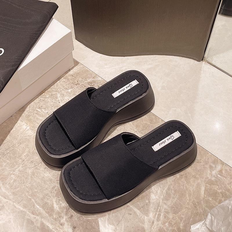 Platform slippers women's summer wear new cool slippers women's high heels beach shoes drag
