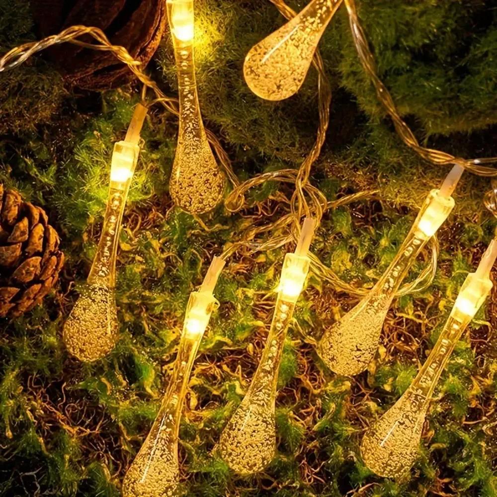 Battery Box Powered LED Water Drop String Lights 80/40/20/10LED Christmas Garland Wedding Birthday Party Fairy Room Decor