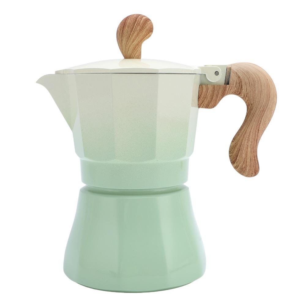 150ml Capacity Stovetop Coffee Maker Aluminum Construction Single Valve Italian Espresso Maker Gradient Green Gradient Pink