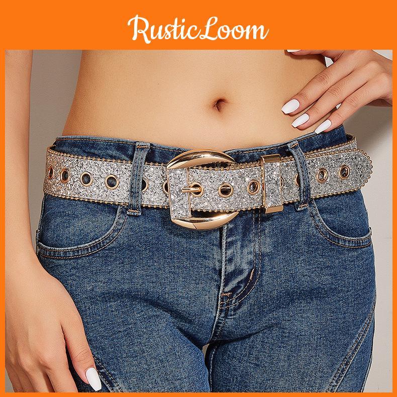 Stylish European American Style Waistband With Shiny Sequins For Jeans