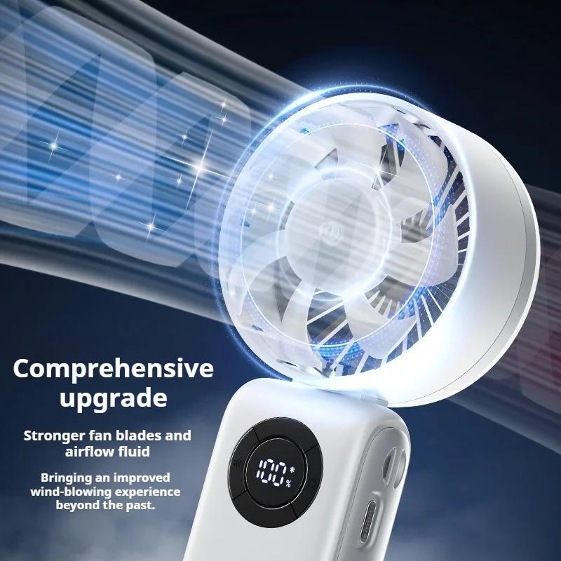 Handheld Cooling Fan with Semiconductor Cooling, Turbo Wind, Foldable 5-Speed, Portable for Outdoor/Office Neck Fan Rechargeable