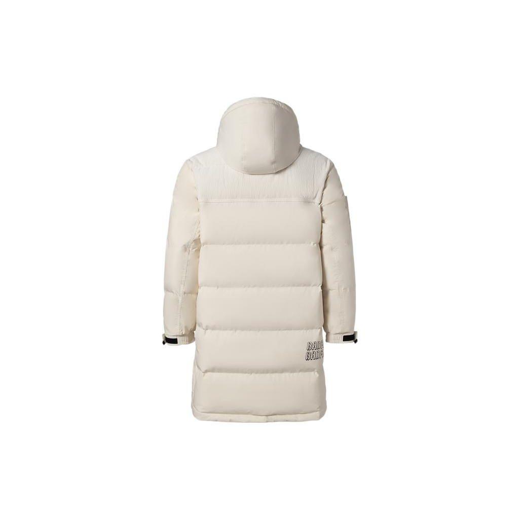 Li Ning Badfive Series Oversized Pocket Hooded Long Sleeve Down Jacket Men Outerwear Pearl-White AYMR319-1