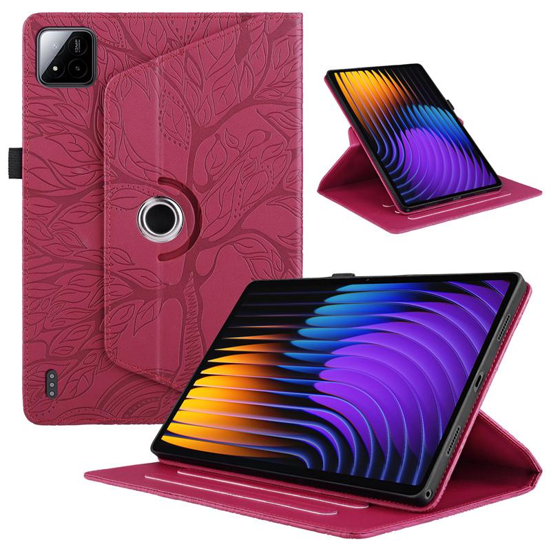 Funda for Xiaomi Pad 7 Case Emboss Tree 360 Rotating Stand Tablet Coque for Xiaomi Pad 7 Pro 11.2 Inch Case for Mi Pad 7 Cover Xiaomi Pad 7 11.2 красный