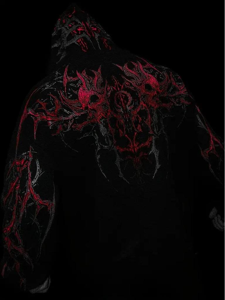 Breathedivinity Herbst Herren Kapuzenjacke mit Print in Übergröße