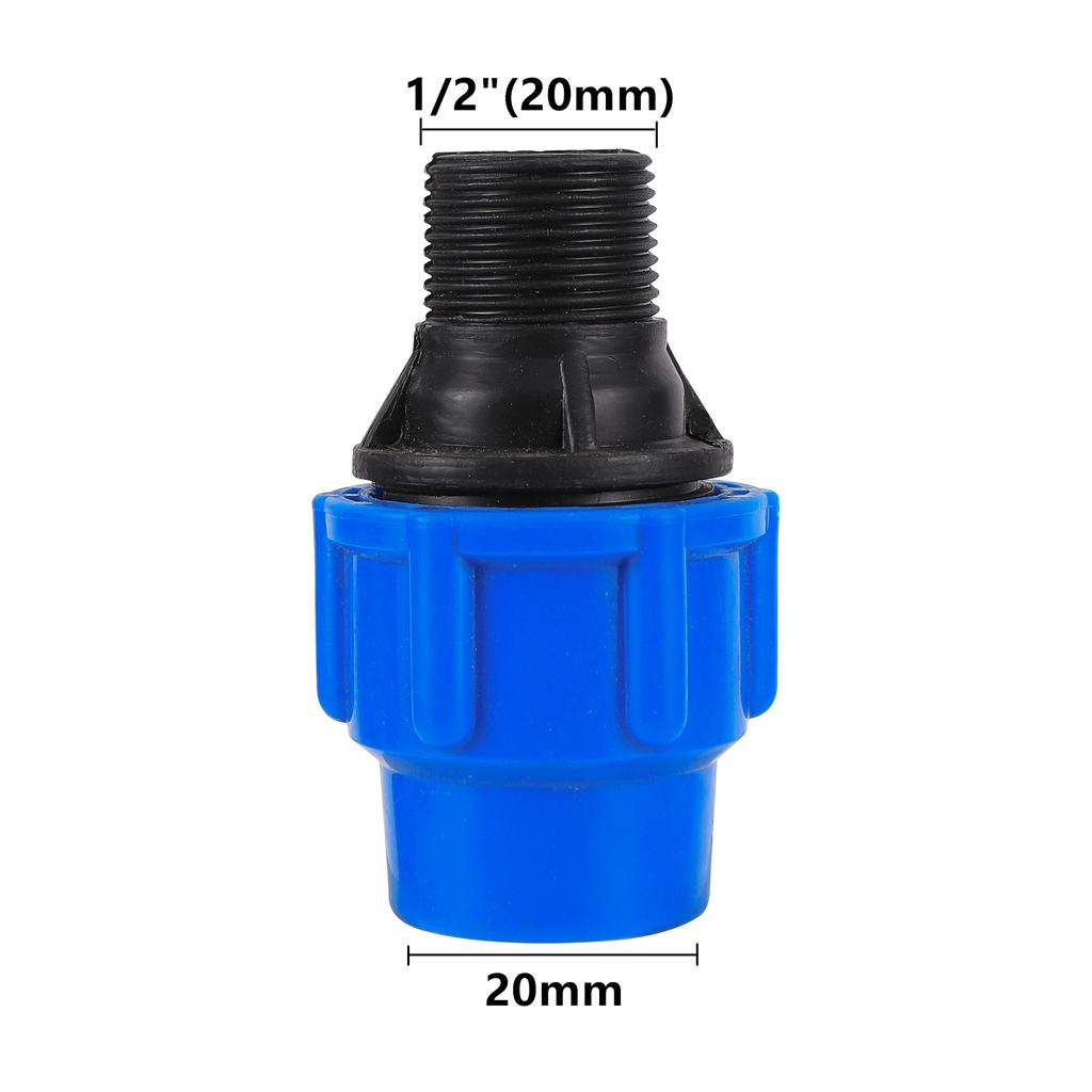 PE Wasserrohr Schnellkupplung 1/2" 3/4" 1"1.2" 1.5" Außengewinde auf ID 20/25/32/40/50mm Nicht Heißschmelzend Reduzierstück Gerade Blau