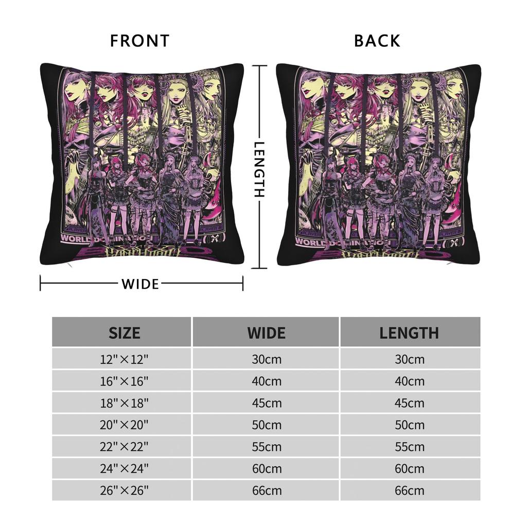 Band-Maiko Band Maid Rock Music Square Pillowcases Polyester Home Cushion Cover Cute Home Decoration Throw Pillow Case 40*40