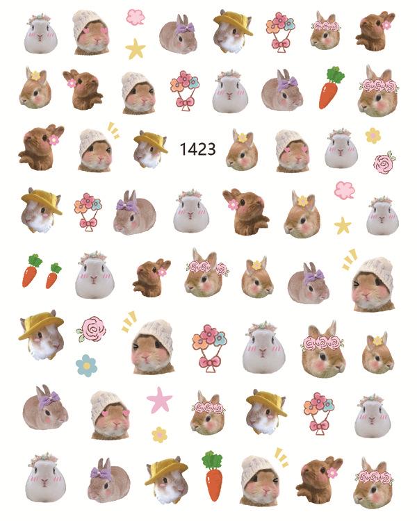 Adorable Pet Nail Decals: Rabbit, Puppy, Kitten Stickers