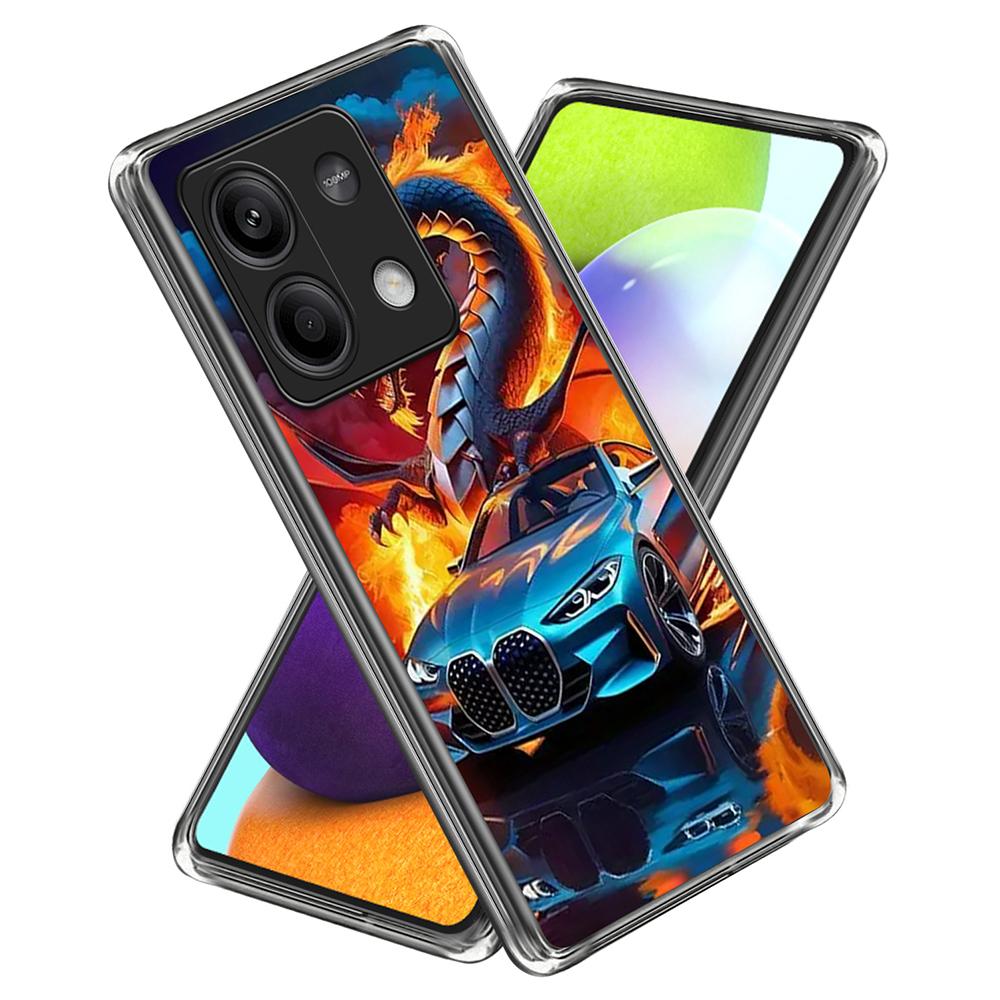 

For Xiaomi Redmi Note 13 5G Case Pattern Printed IMD Shockproof TPU Phone Cover Sports Car Dragon