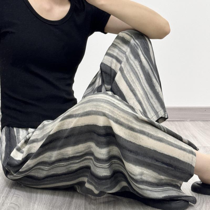 VEZFAA Moda damă ocazional cu imprimeu cu model de flori Pantaloni cu talie înaltă Pantaloni și capris