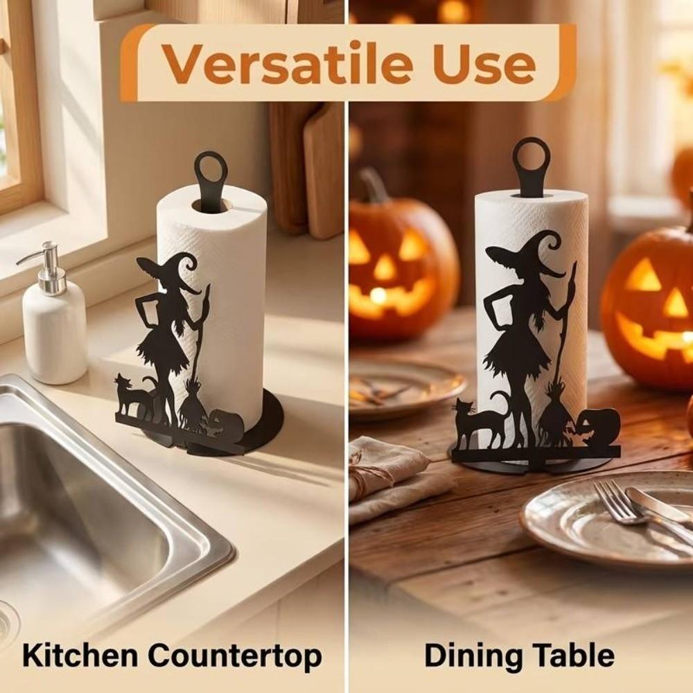 Halloween Witch Roll Paper Storage Holder 2D Flat Toilet Paper Holder Kitchen