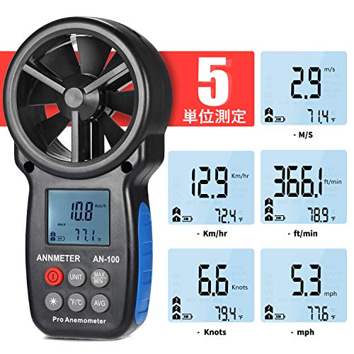 AIOMEST AI-100 Handheld Airflow Meter, High-Precision Digital Anemometer, Measures Wind Speeds from 0.1 To 30 M/s and Wind Temperatures (°C/°F), with