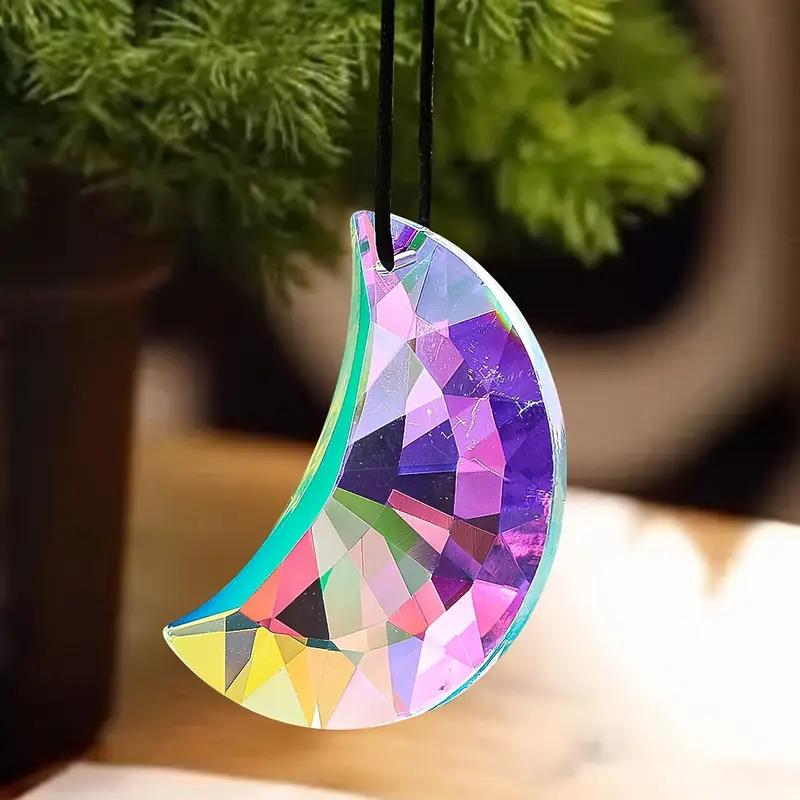 2pcs charming crescent crystal Moon crystal garden sunglasses for wedding decoration - metal luminous rainbow reflective window