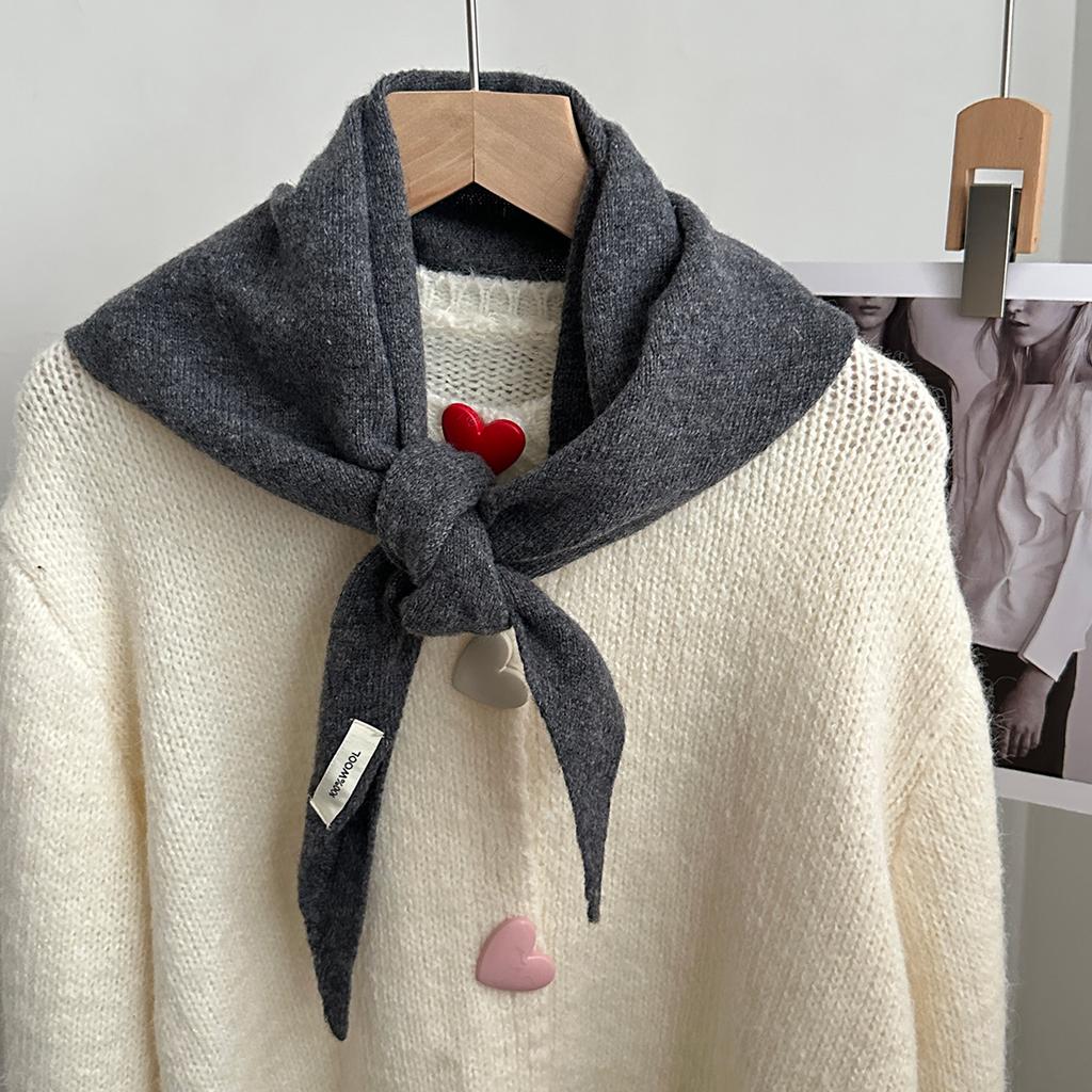 A Solid Color Wool Knitted Triangle Scarf for Women, Can Be Worn as a Fake Collar, Decorative Scarf for Air-Conditioned Rooms, Fashionable Shawl