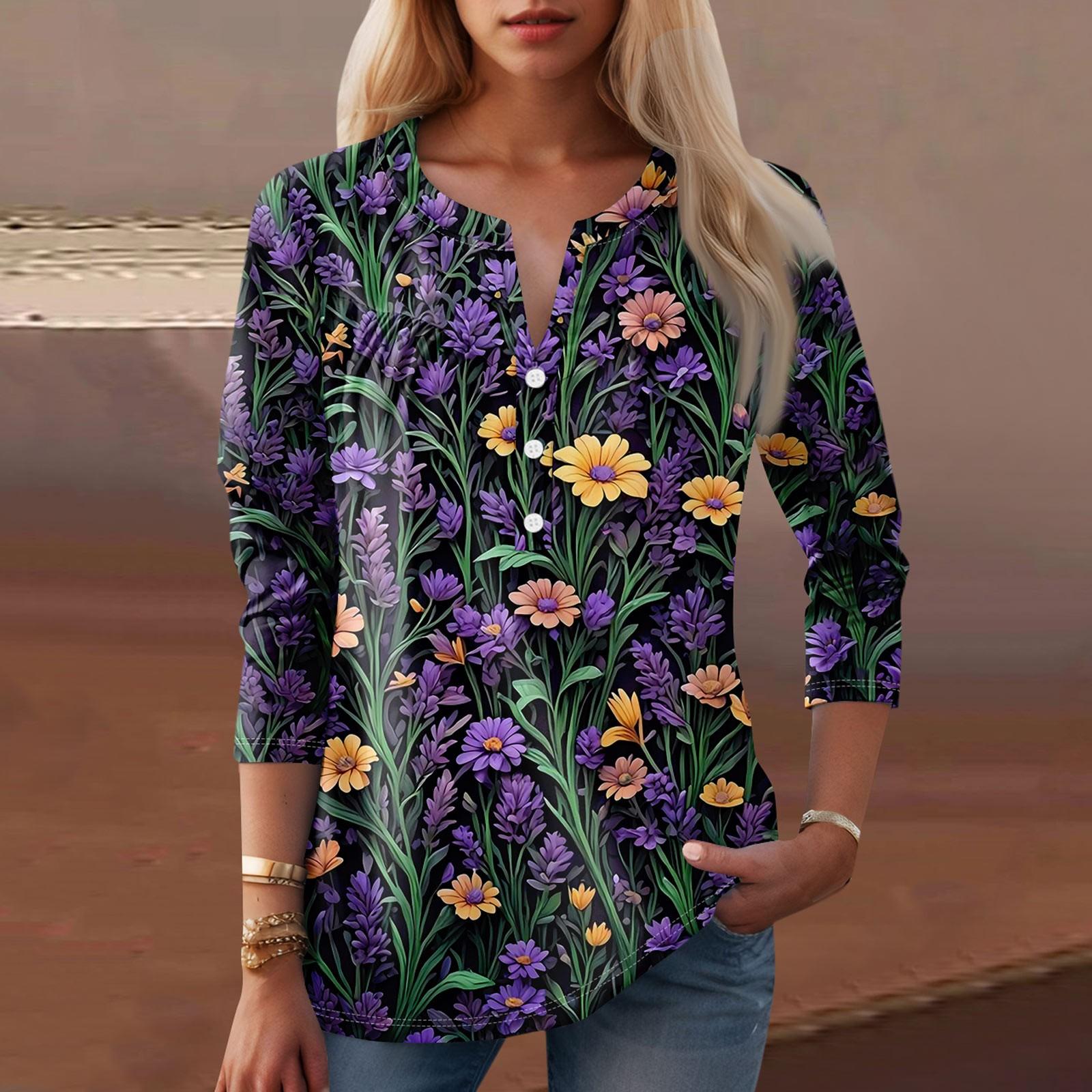 

Женская мода повседневный топ с длинным рукавом и круглым вырезом с цветочным принтом XXXL