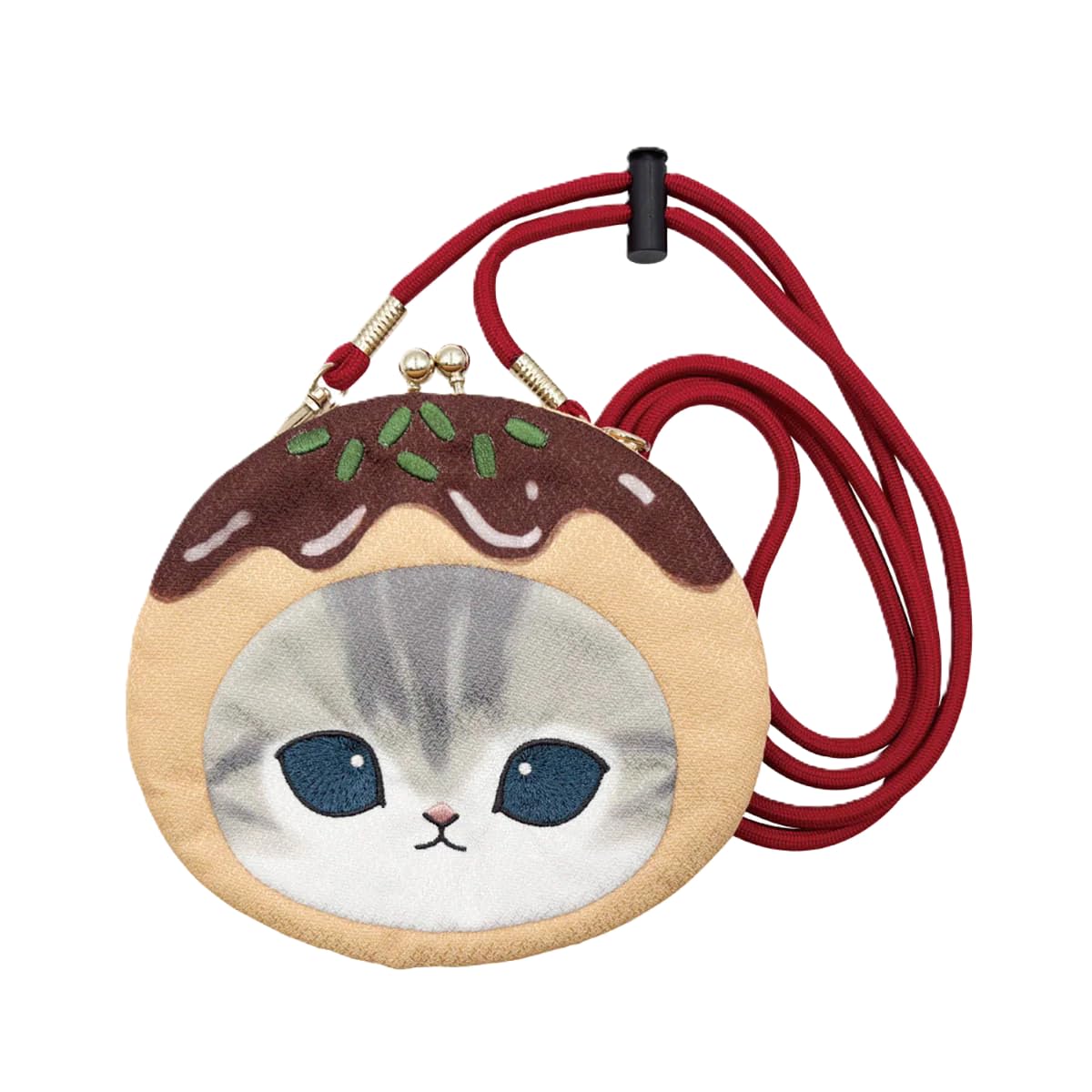 Косметичка mofusand с застежкой-лицом, Кот-такояки, Ткань тиримен