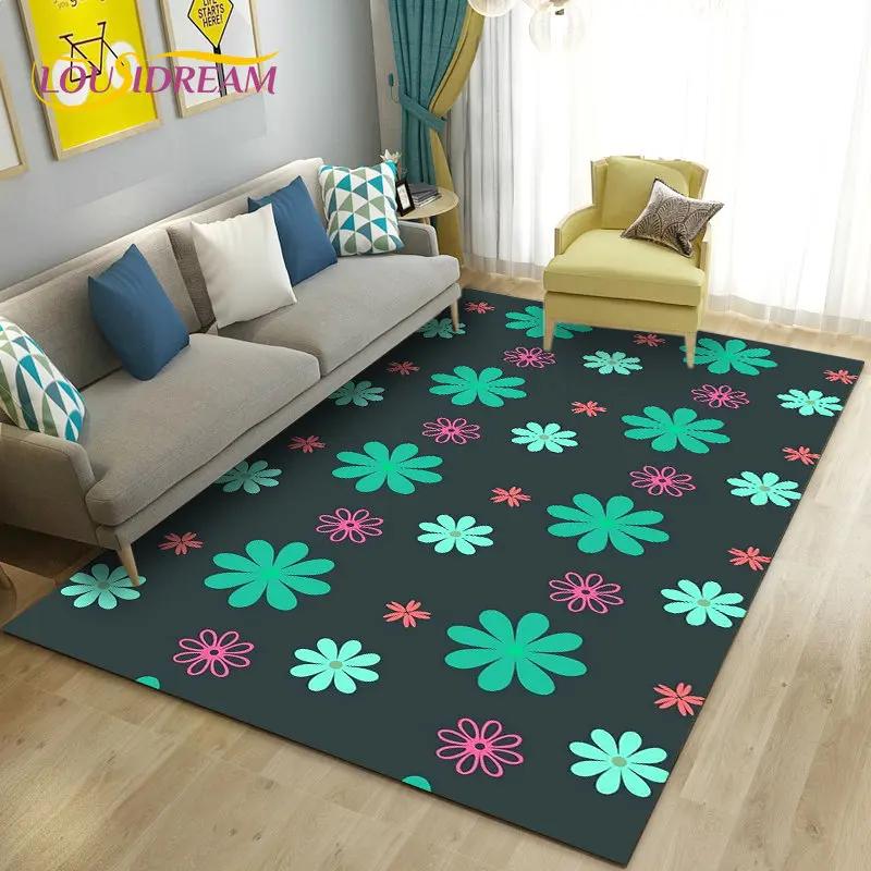 3D Mushroom Flower Plant Leaf Area Rug,Carpet Rug for Living Room Bedroom Sofa Doormat Decoration,Kitchen Non-slip Floor Mat