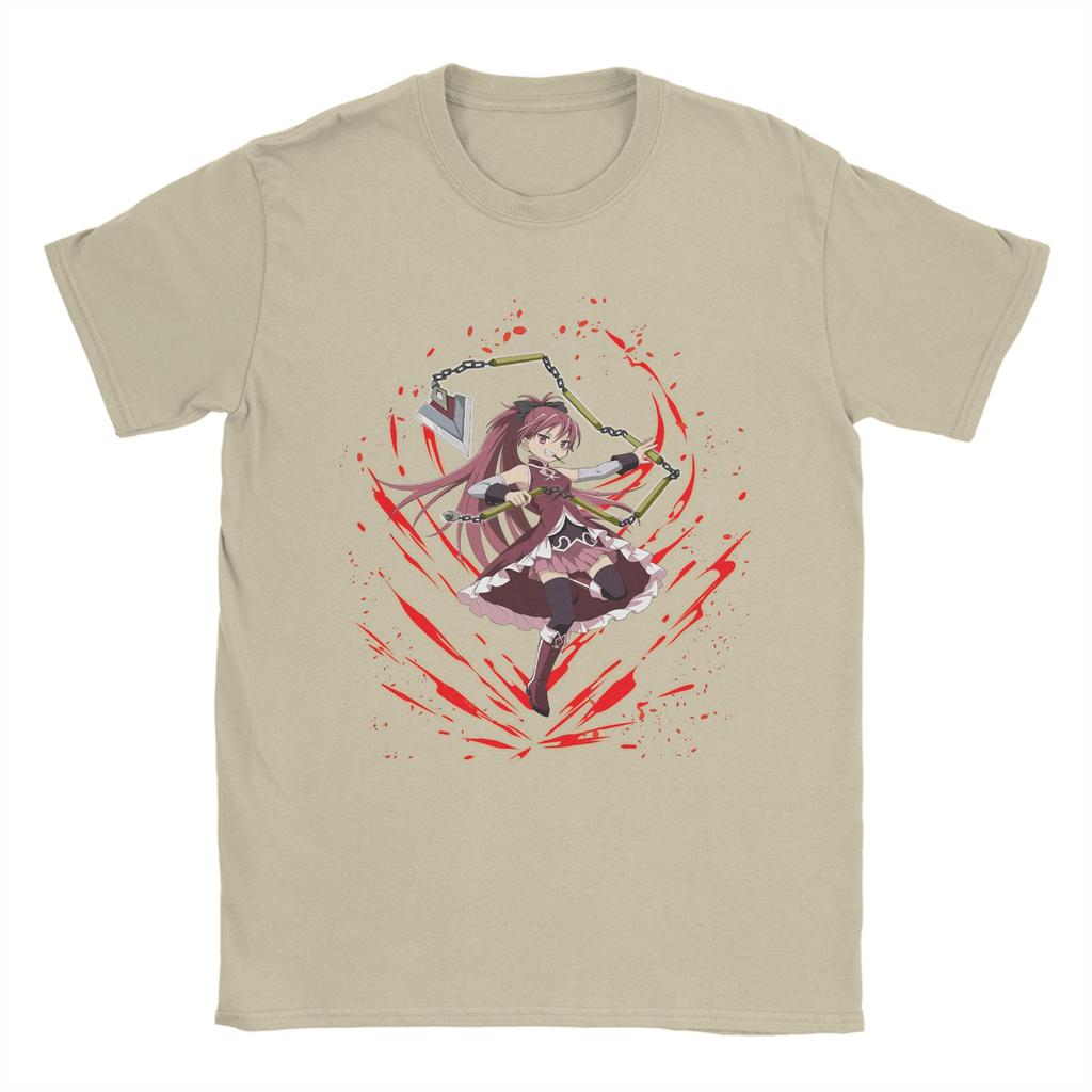 Mahou Shoujo Kyoko Sakura Unisexs T Shirts Madoka Magica Anime Tee Shirt Short Sleeve Crewneck TShirts Pure Cotton Clothing