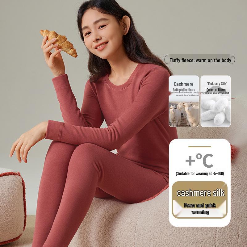 Set di Biancheria Intima Calda Foderata in Pile per Coppia: Calzamaglia Extra Spessa e Maglie a Manica Lunga in Cotone e Lana per Autunno e Inverno.