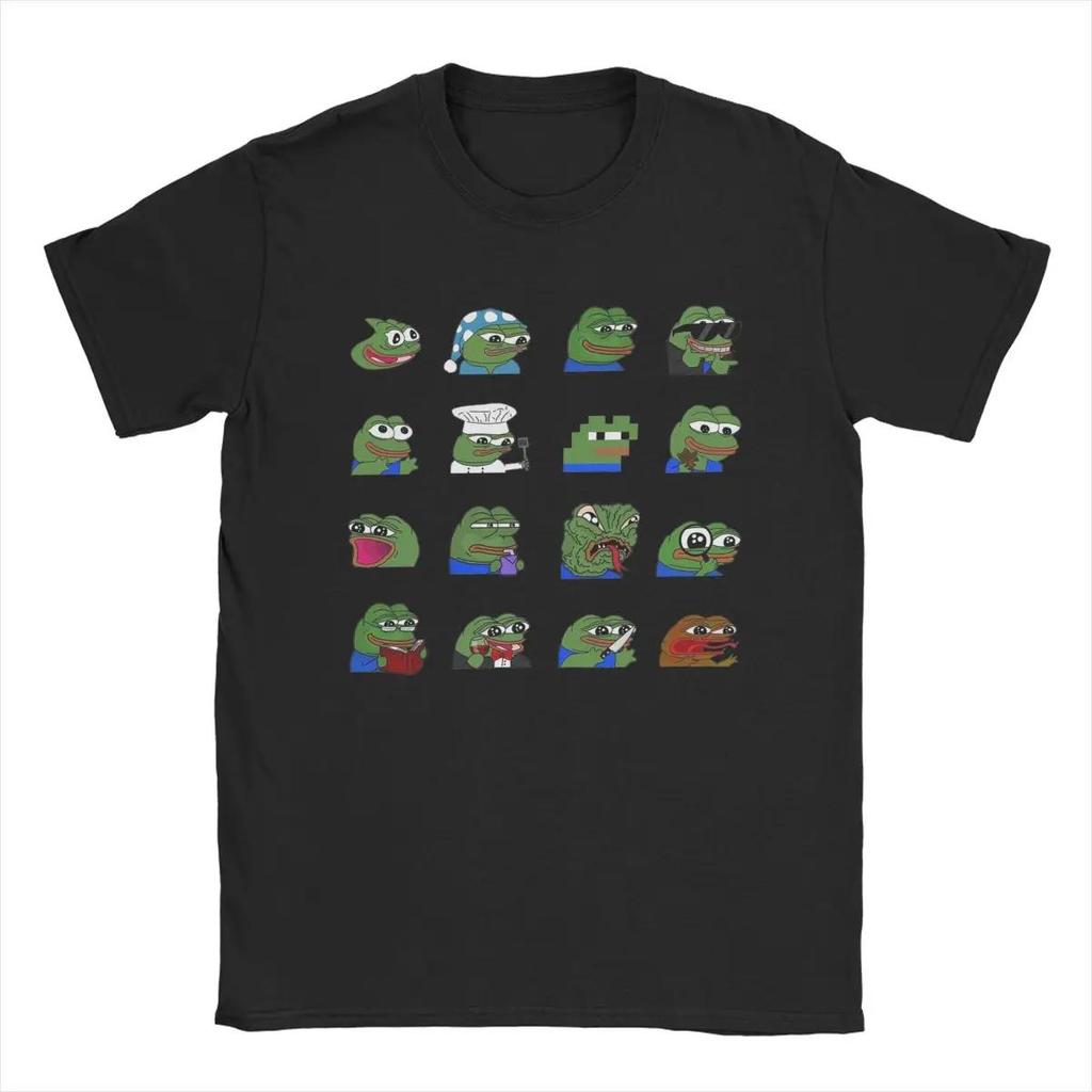 Pepe Peepo Variety Set Men T Shirt Fun Tees Short Sleeve Crewneck T-Shirts Pure Cotton Graphic Tops