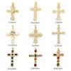 1 Piece Brass Religious Pendants 18K Real Gold Plated Cross Cubic Zirconia Charms For DIY Necklace Bracelet Jewelry Making
