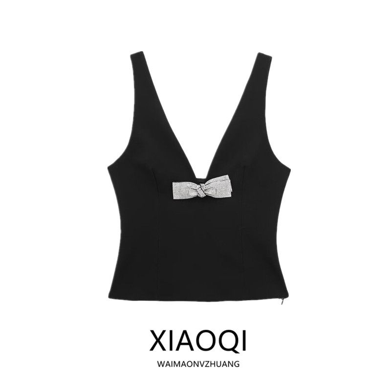 Fashion Style 2024 Spring New Arrival Women's Sling Jewelry Bowknot Decoration Short Top 2805777 800