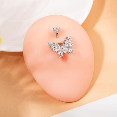 Prosty Kolczyk do Pępka Motyl Dla Kobiet Dziewcząt Pierścienie do Pępka Biżuteria do Piercingu Brzucha Pierścienie do Pępka ze Stali Nierdzewnej