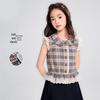 Princess YUAN YUAN Girls' French Plaid Lace Sleeveless Shirt