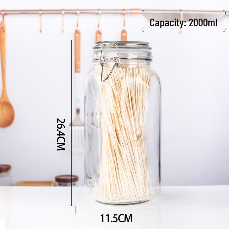 Glass Sealing Jar with Stainless Steel Buckle for Food Storage - Ideal for Tea, Grains, and Cereals In the Kitchen