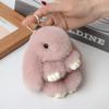 Fashion Pluff Bunny Keychain Lovely Rabbit Fur Keychain Play Dead Rabbit Doll  Women